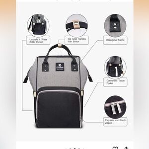 Hafmall black and grey cloth backpack diaper bag